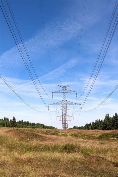 High voltage power lines stock photo. Image of electricity - 266714350