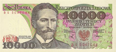 Poland 10000 Zloty Banknote 1988 Stanislaw Wyspianskiworld Banknotes