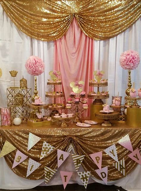 Pink and Gold Minnie Mouse Celebration Birthday Party Ideas | Photo 1
