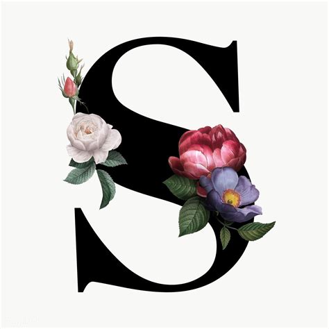 Classic And Elegant Floral Alphabet Font Letter S Transparent Png