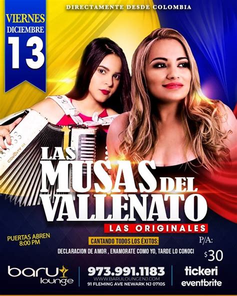 Las Musas Del Vallenato Tickets Boletos At Baru Lounge Newark New