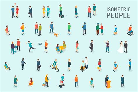 Isometric People Set Isometric Illustration Illustration Isometric