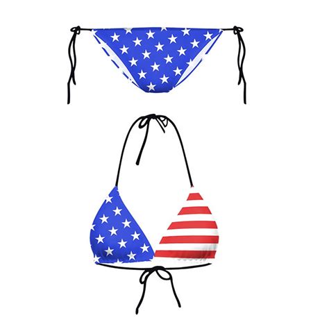 Koolleo Set American Flag Bikini For Women Two Piece Swimsuit Sexy