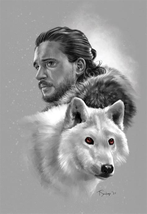 Jon Snow and Ghost — Tony Santiago Art