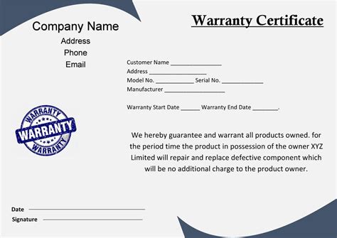 Warranty Certificate For Product Free Word Pdf Words Card Design
