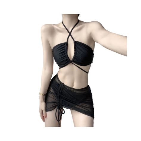 ชดวายนาผหญง bikini sets ชดวายนา 3 ชน มกระโปรงผา เซกซ Lazada co th