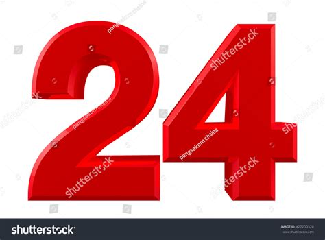 Red Numbers 24 On White Background Stock Illustration 427200328