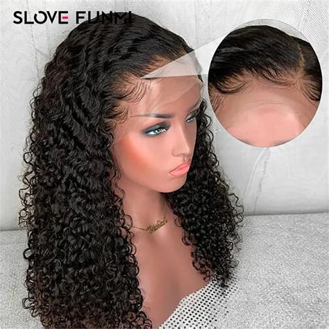Slove Funmi Curly Lace Wig Remy Brazilian Full End Lace Front Human ...