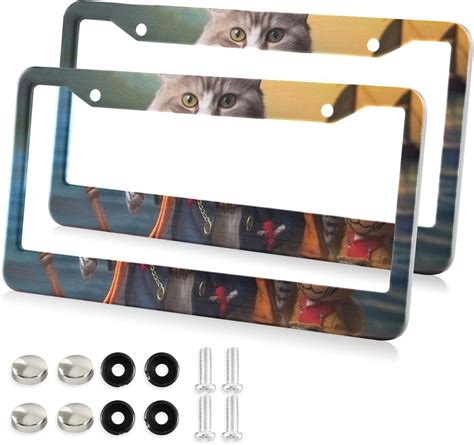 Coolnut Cute Pirate Cat License Plate Frames 2 Pack Aluminum License