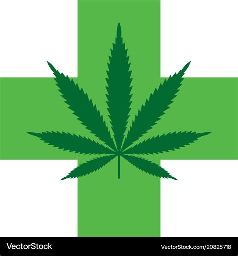 Marijuana leaf with green cross medical cannabis Vector Image