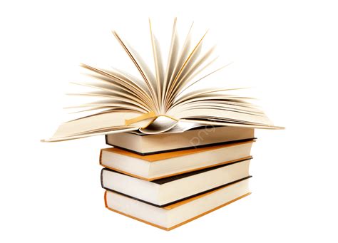 Stack Of Books With Open Book Pile Reading Open Flipping Png