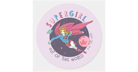 Supergirl Flying Upwards Illustration Classic Round Sticker Zazzle