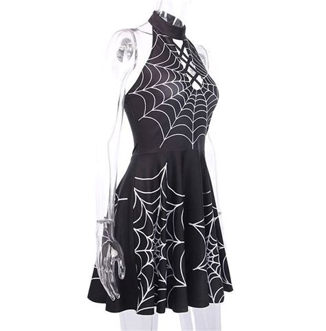 Gothic Spiderweb Print Patchwork Crisscross Cotton Rebelsmarket