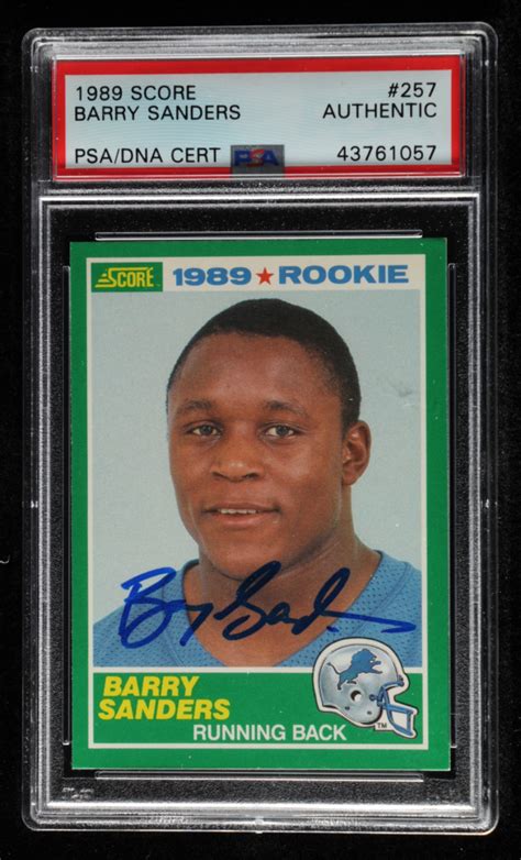 Barry Sanders Signed 1989 Score 257 RC PSA Encapsulated Pristine