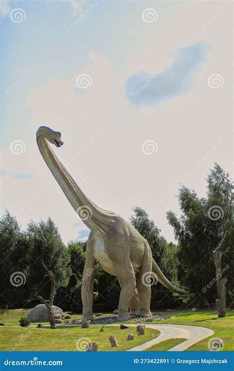 Dinosaur Park in Leba, Poland. Life Size Dinosaur Models Editorial ...