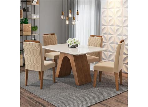 Conjunto de Mesa Clara cm Cadeiras Paola Cimol Savana Off White Nude o Melhor Preço