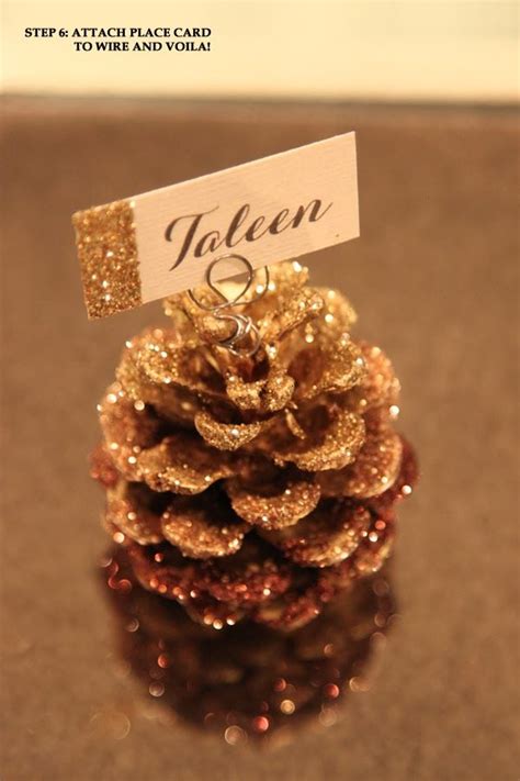 DIY Glitter Pine Cone Place Card Holder Elegant Christmas Christmas