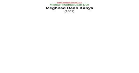 Michael Madhusudan Dutt Meghnad Badh · PDF file Michael Madhusudan Dutt Meghnad Badh Kabya (1861 ...