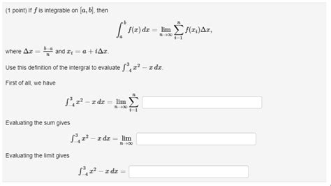 Solved Point If F Is Integrable On A B Then Dx Chegg