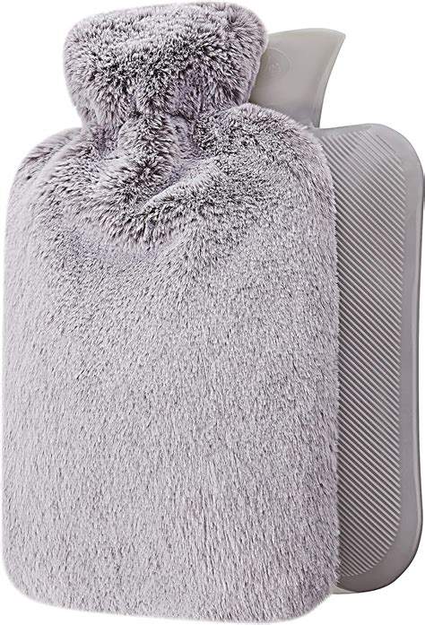Qomfor Hot Water Bottle With Fluffy Cover Soft Premium Faux Fur Cover L Large Capacity