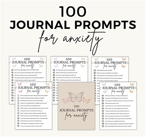 100 Journal Prompts For Anxiety Printable Journal Pages Etsy