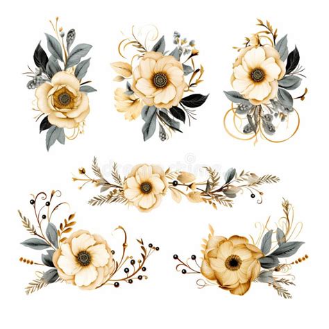 Vector Set Of Vintage Watercolor Floral Wreaths And Laurel Wreaths