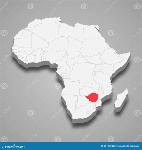 Country Location within Africa. 3d Map Zimbabwe Stock Vector - Illustration of contour ...