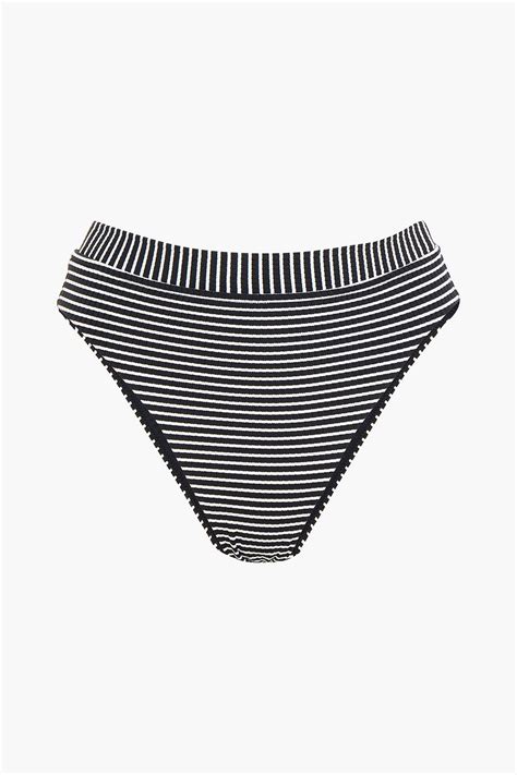 Seafolly Go Overboard Striped Ribbed High Rise Bikini Briefs The Outnet