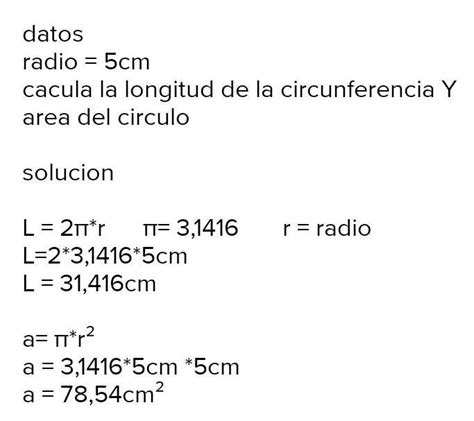 La Circunferencia De 5 Cm De Radio Y Calcula Su Longuitud Y El Area Del