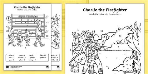 Charlie The Firefighter Colour By Number Teacher Made