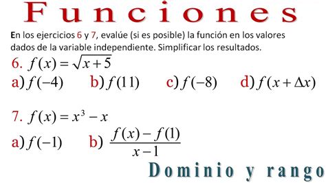 Valores De Una Funci N Valore Funcionales Dominio Y Rango C Lculo