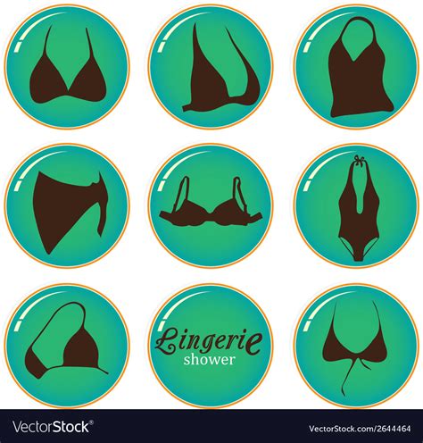 Nine Colored Icons With Brown Silhouettes Lingerie