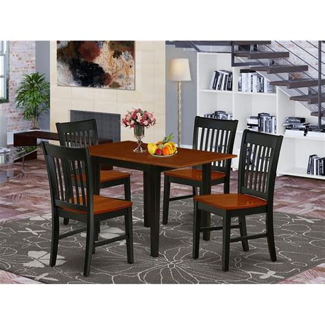 East West Furniture 5 Piece Norden Wood Dining Table Set Black