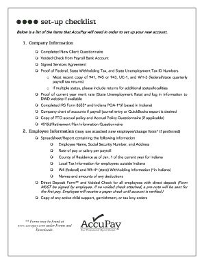 Fillable Online set-up checklist Fax Email Print - pdfFiller