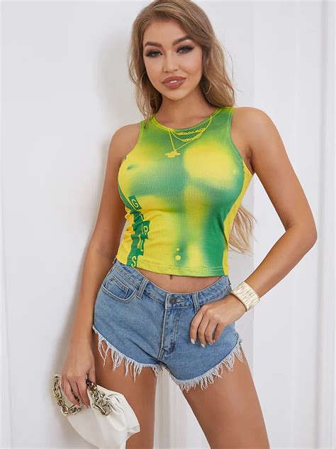 InGrily Hipster Sexy Women Tank Tops Body Print Hot High Street Midnight Tanks Clothing