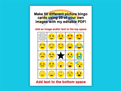 Bingo Card Maker Makes 50 Custom Picture Bingo Cards 24 Call Etsy