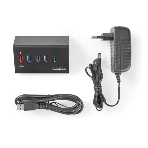 USB-Hub | 5-Port | QC3.0 / USB 3.2 Gen1 | Netzstromversorgung ...
