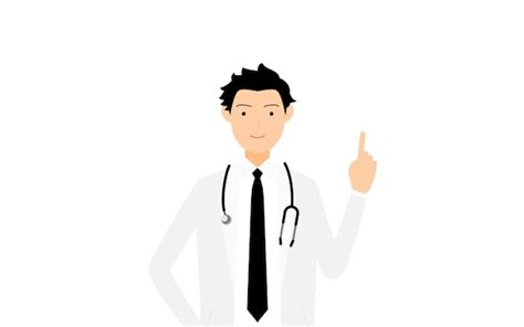 Premium Vector Male Doctor In White Coat Holding Up Index Finger