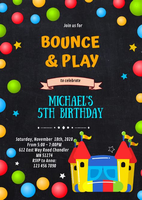 Bounce House Birthday Party Invitation Template Postermywall