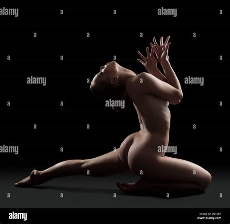 Sexy Nude Woman Gymnast Posing In Studio Stock Photo Alamy