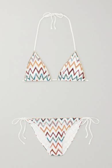 Missoni Mare Metallic Picot Trimmed Crochet Knit Triangle Bikini