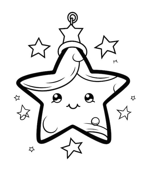 Premium AI Image | Black and white coloring sheet star with eyes and ...