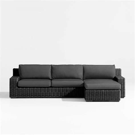 Abaco Resin Wicker Charcoal Grey 2 Piece Right Arm Chaise Outdoor Sectional Sofa With Charcoal