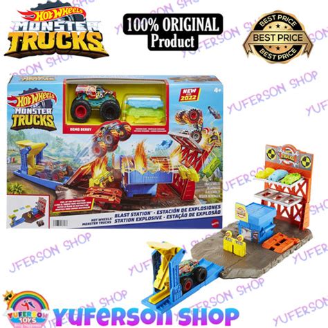 Jual Hot Wheels Hotwheels Monster Trucks Blast Station Playset Skala 1 64 Kota Tangerang