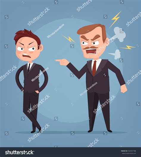 Angry Boss Character Yelling Worker Vector Stock Vector Royalty Free