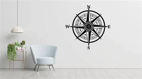 Nautical Compass Metal Wall Art Gps Coordinates Sign Nautical Compass