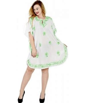 Women S Embroidered Vintage Beach Dress Swimsuit Bikini Cover Ups Kimono Caftan White