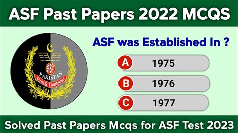 ASF Written Test Preparation 2023 ASF Past Papers MCQs ASF ASI