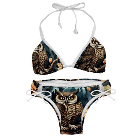 Owl Detachable Sponge Adjustable Strap Bikini Set Two Pack Great For All Scenes One Piece