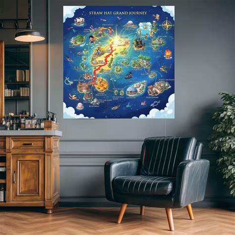 One Piece Style Map Poster: Islands Visited by the Straw Hat Crew